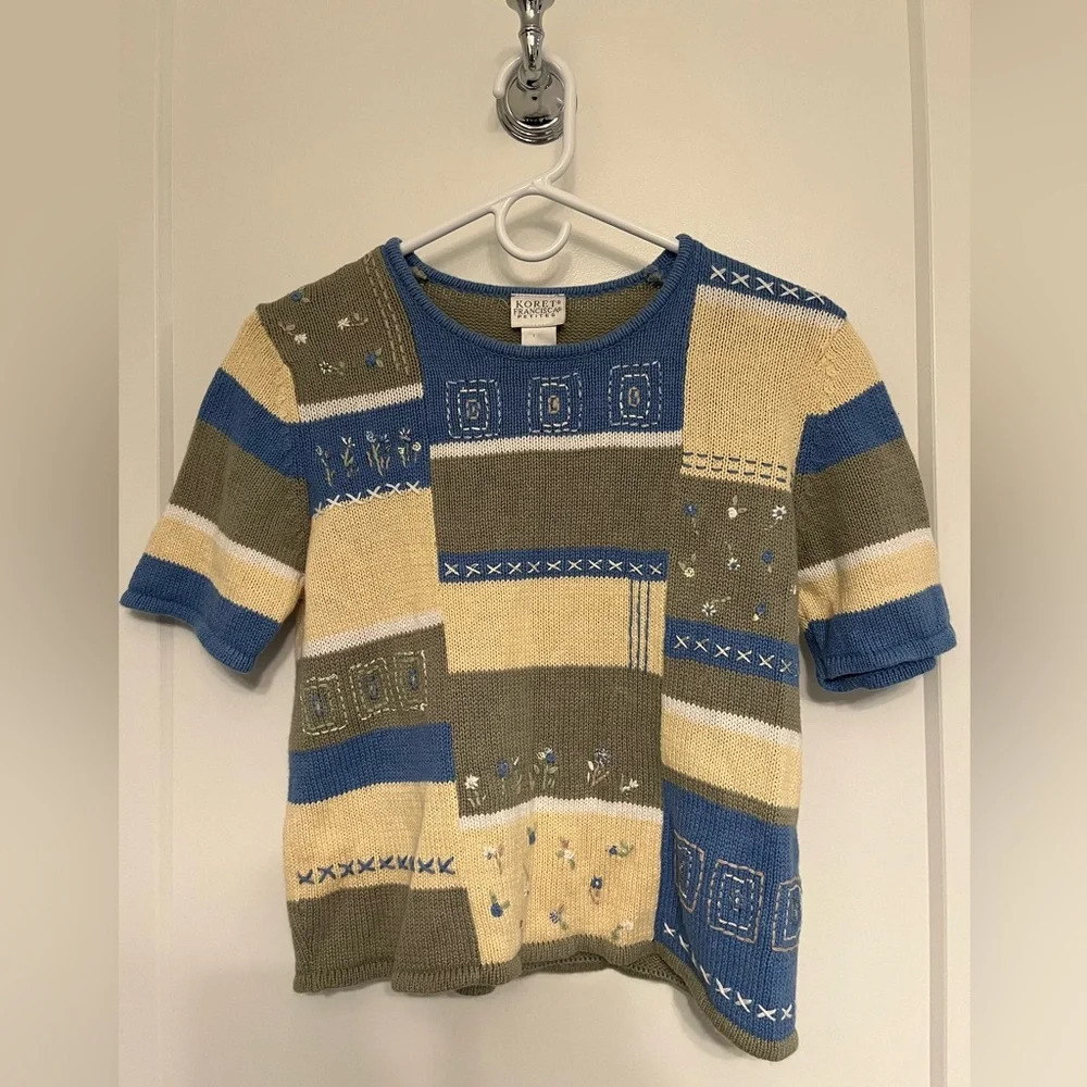 90s vintage cottagecore Koret Francisca knit sweater, size Petite - Picture 5 of 13